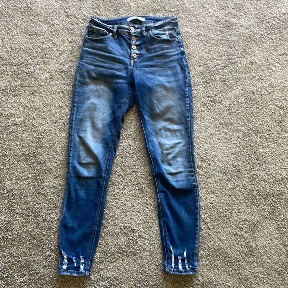 Womens KanCan High Waisted Skinny Distressed Button Fly Jeans Size 26